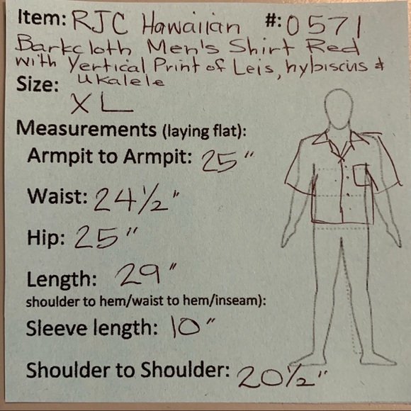 🌴 RJC Hawaiian Barkcloth Shirt Ukulele size XL 🌴 - Picture 12 of 12